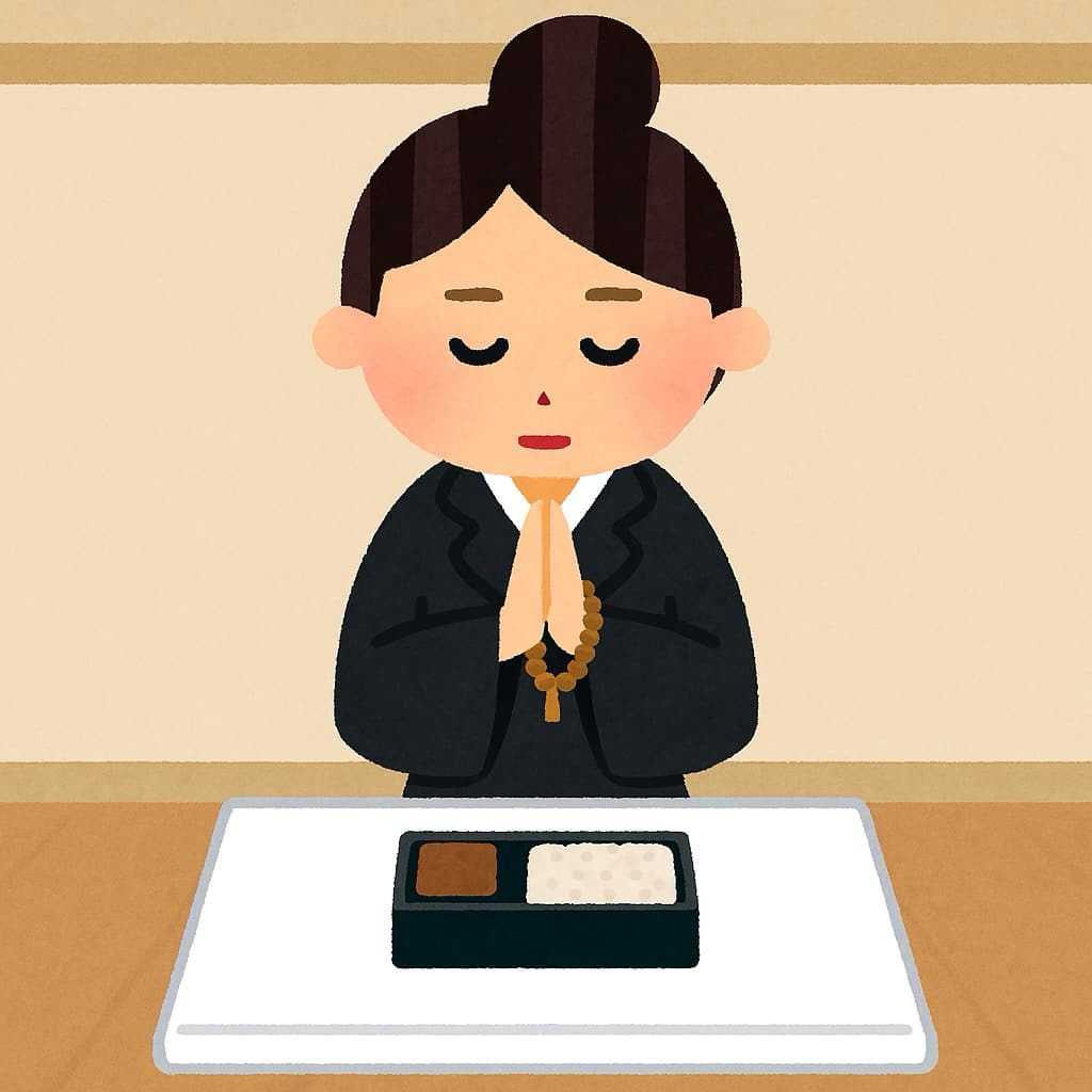 参列者によるお焼香とお念仏　イラスト画像