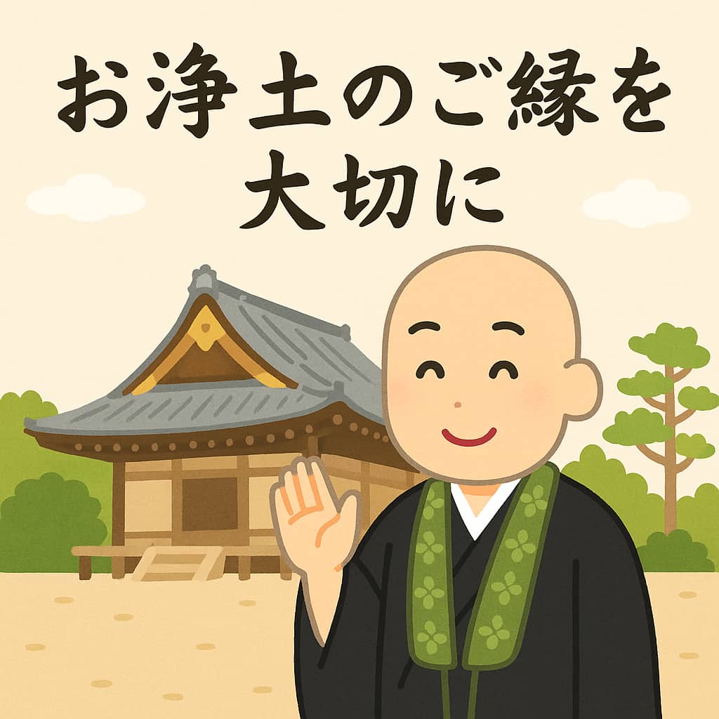 文字入り（お浄土のご縁を大切に）タイトルイラスト画像